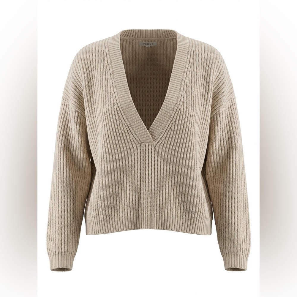 PacSun Crop Cream V-Neck Ribbed Sweater